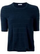 Moncler Bi-material Textured T-shirt, Women's, Size: Xs, Blue, Cotton/polyamide/polyester