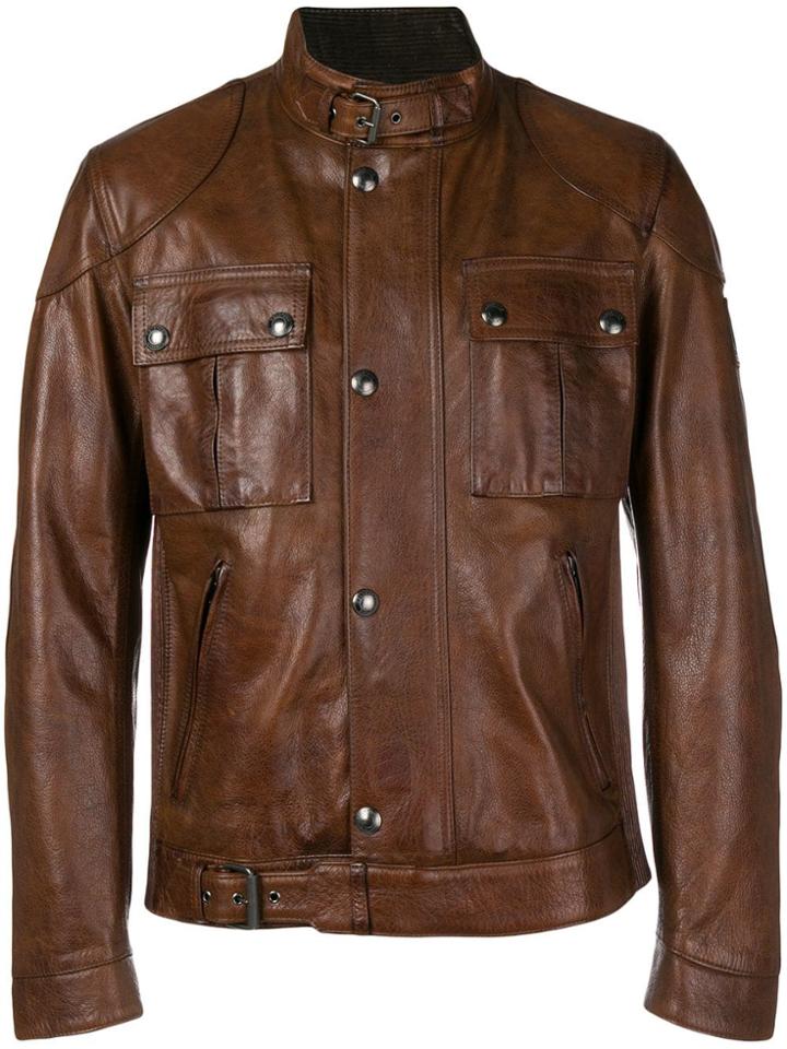 Belstaff Button-up Leather Jacket - Brown