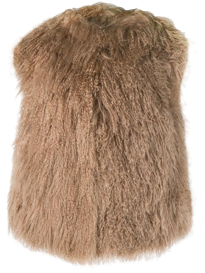 A.n.g.e.l.o. Vintage Cult 1980's Shaggy Fur Gilet - Neutrals
