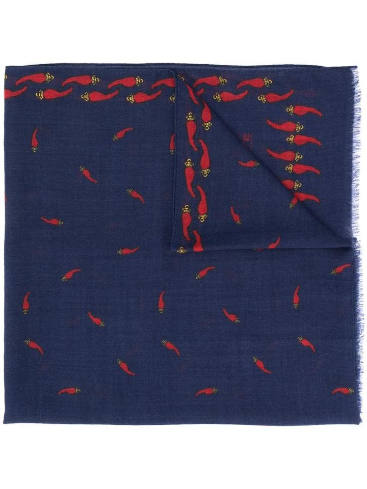 Fefè Chili Pepper Print Scarf - Blue