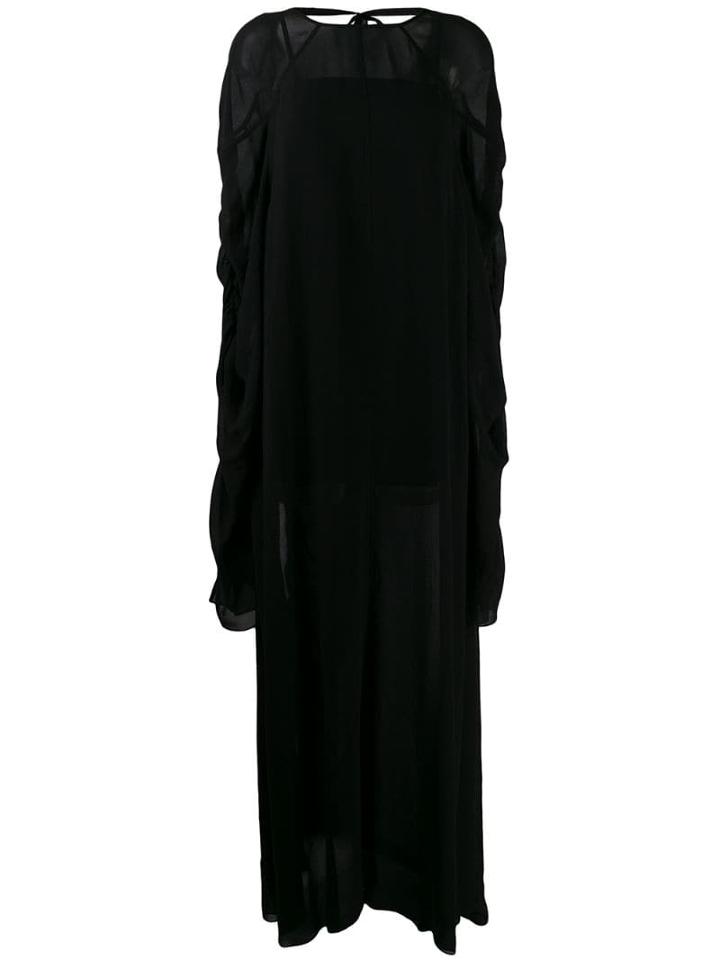 Vera Wang Ruched Sleeve Maxi Dress - Black