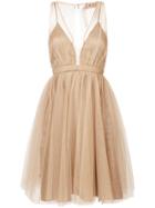 No21 Layered Plunge Dress - Nude & Neutrals