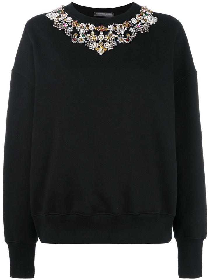 Alexander Mcqueen Embellished Sweater, Women's, Size: 38, Black, Cotton