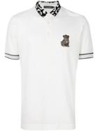 Dolce & Gabbana Leopard Print Polo Collar Shirt - White