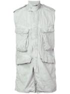 Julius Sleeveless Military Jacket, Men's, Size: 4, Grey, Cotton/polyester/polyurethane
