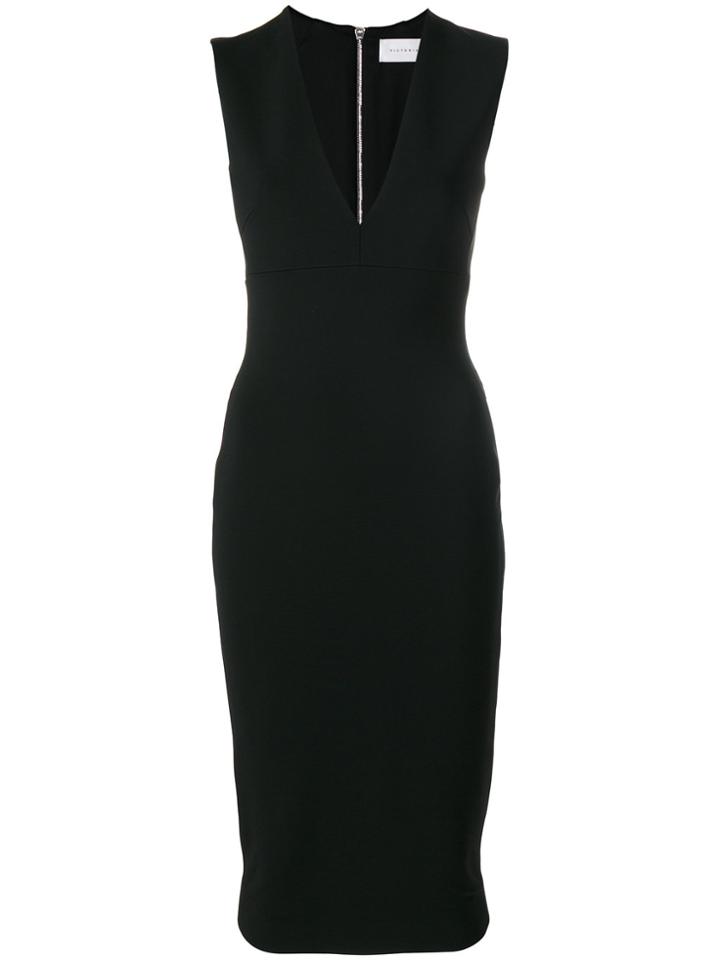 Victoria Beckham V Neck Sleeveless Dress - Black