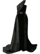 Romona Keveza Asymmetric Fishtail Gown - Black