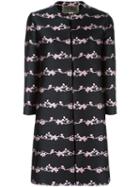 Giambattista Valli Blossom Print Coat, Women's, Size: 46, Black, Polyester/polyamide/silk/polyester