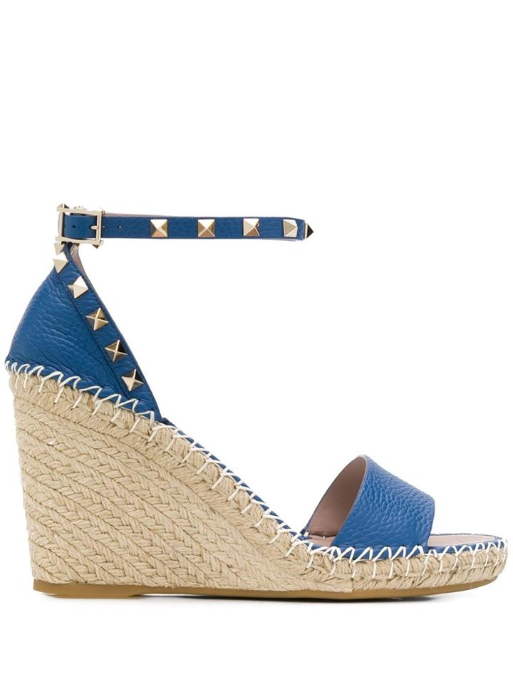 Valentino Valentino Garavani Rockstud 95mm Wedge Sandals - Blue