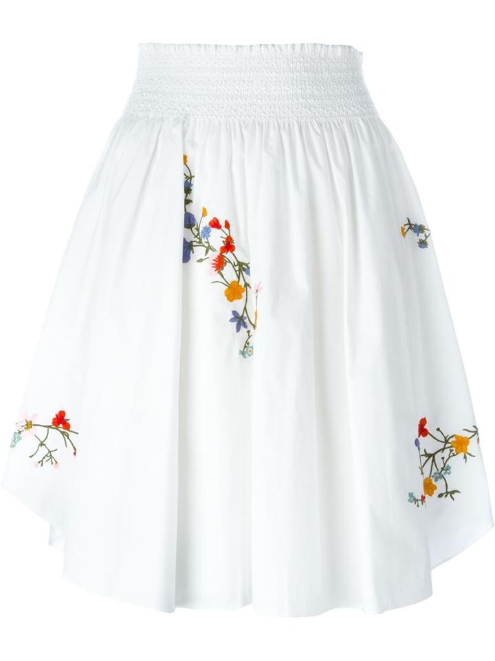 Tory Burch Embroidered Floral Detail Pleated Skirt