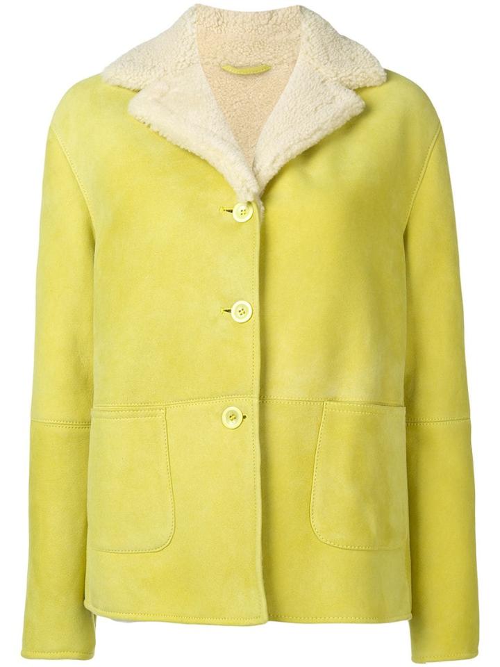 Ermanno Scervino Single Breasted Shearling Jacket - Green