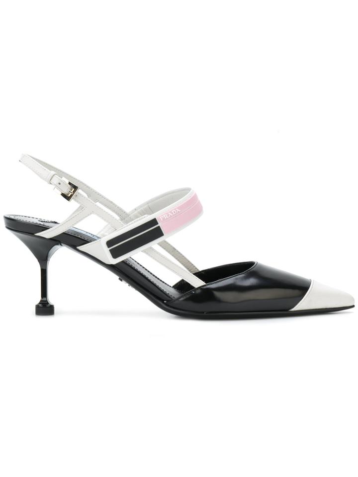 Prada Pointed Kitten Heels - Black