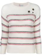 Red Valentino - Star Embroidered Jumper - Women - Polyamide/viscose/angora/wool - S, Nude/neutrals, Polyamide/viscose/angora/wool