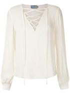 Cruise Laces Silk Blouse - White