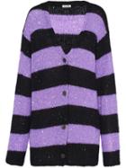 Miu Miu Sequin-embellished Striped Cardigan - Purple