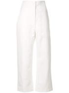 Alberta Ferretti Cropped Straight Trousers - White