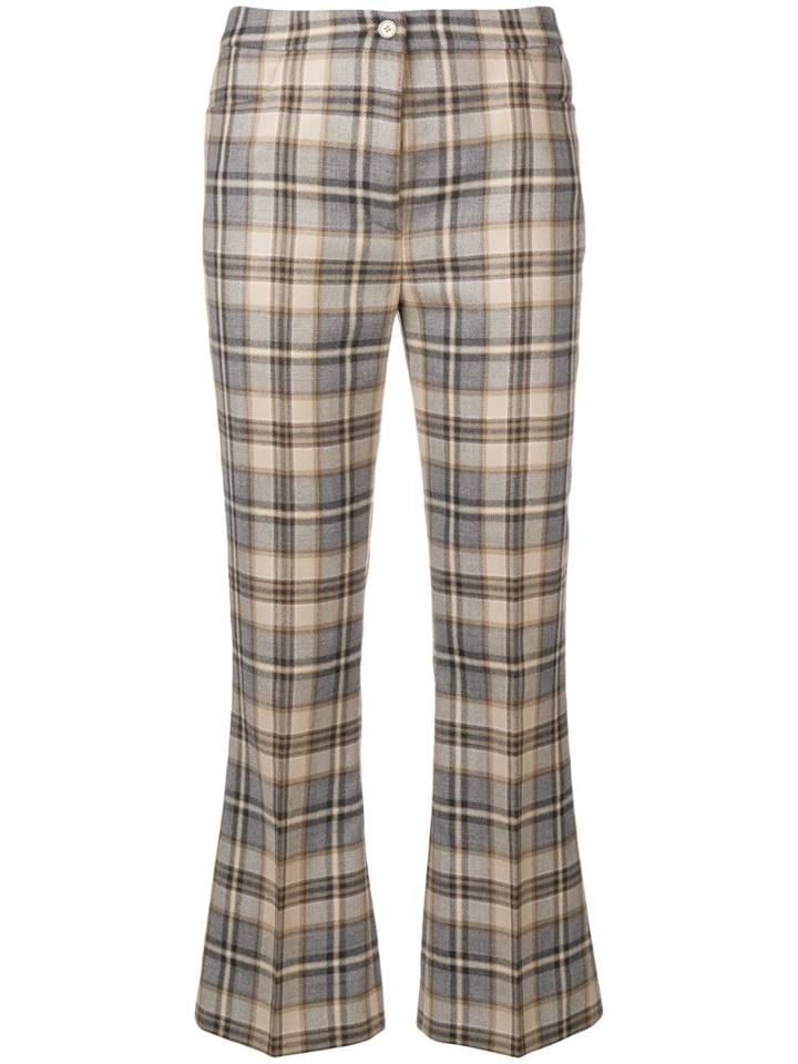 Alberta Ferretti Checked Bootled Trousers - Neutrals