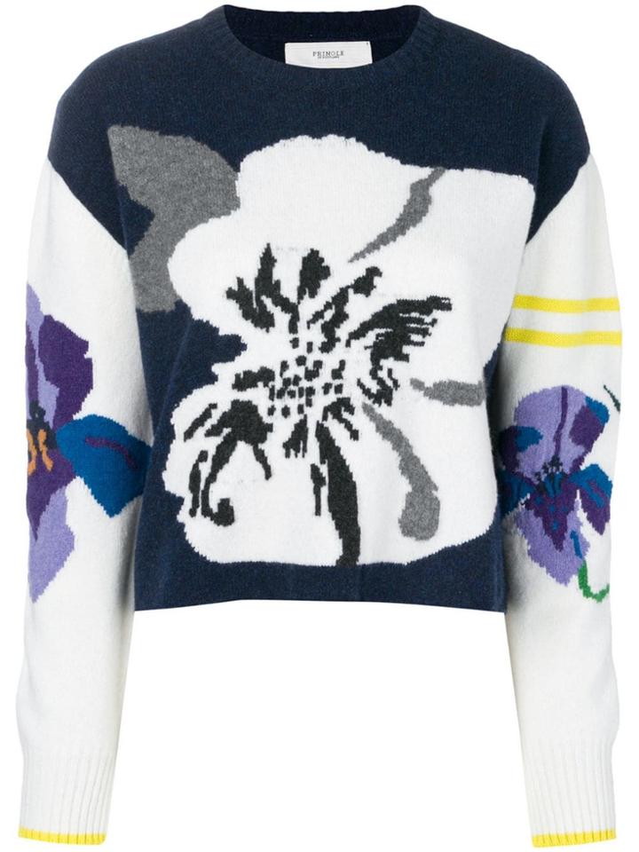 Pringle Of Scotland Floral Instarsia Knitted Jumper - Blue