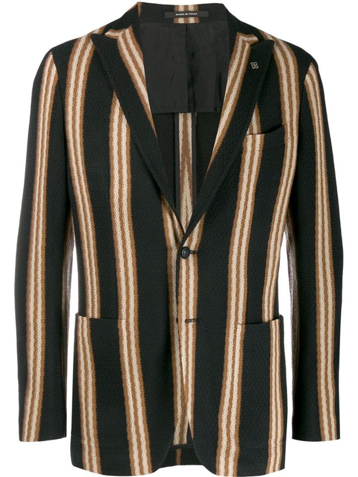 Tagliatore Slim-fit Striped Blazer - Black