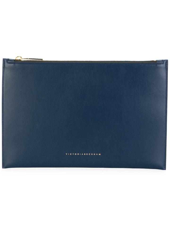 Victoria Beckham Small Classic Clutch, Women's, Blue, Calf Leather/polyamide/polyurethane