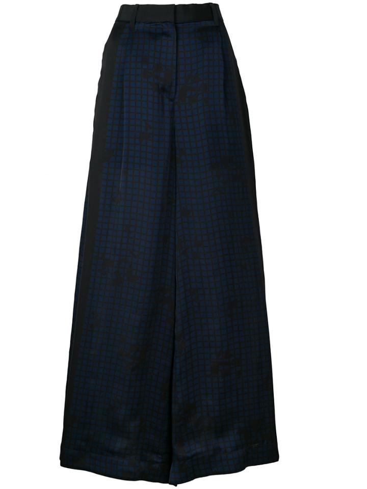 Sacai Grid Patterned Palazzo Trousers - Black