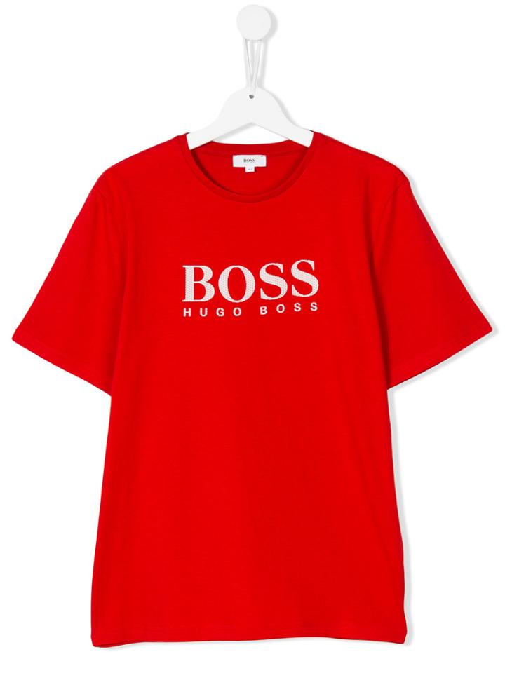 Boss Kids Logo Print T-shirt - Red