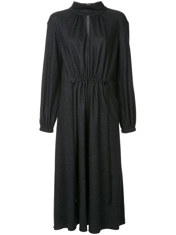 Tibi Gathered Front Flared Dress - Blue
