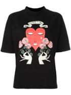 Vivetta Heart Print T-shirt, Women's, Size: 42, Black, Cotton/spandex/elastane