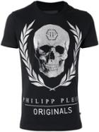 Philipp Plein Bone T-shirt, Men's, Size: Large, Black, Cotton/crystal
