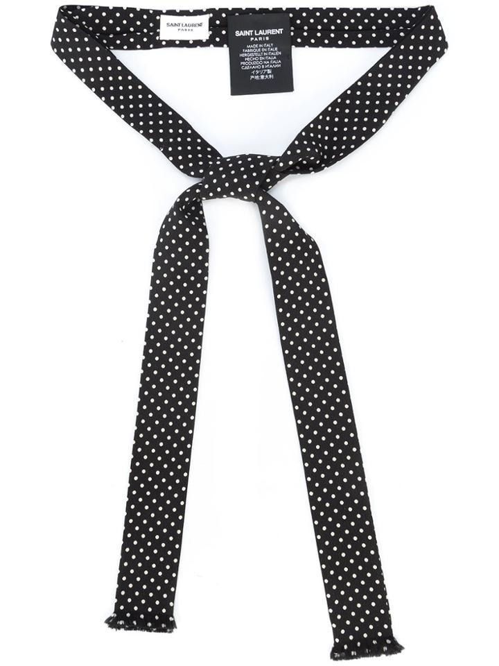 Saint Laurent Polka-dot Ascot Neck-tie - Black