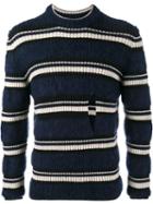 Helen Lawrence Striped Split Jumper, Men's, Size: Small, Blue, Polyamide/mohair/wool/lambs Wool