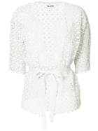 Max & Moi Openwork Lace Belted Cardigan - White
