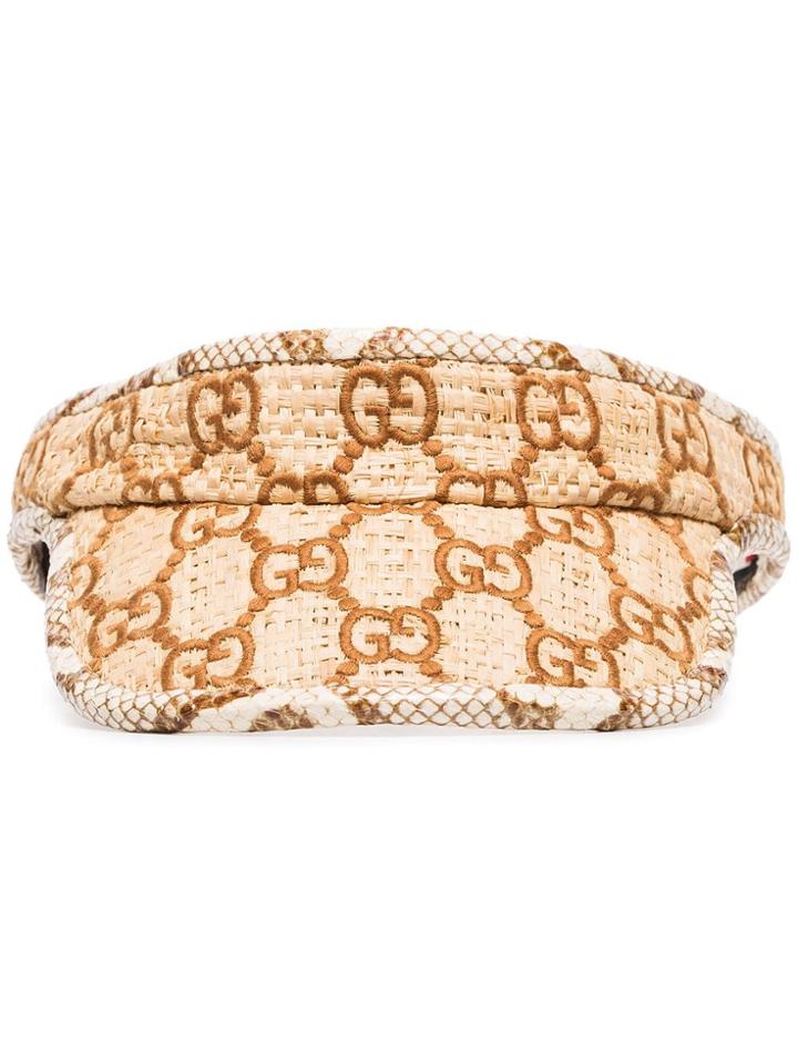 Gucci Gg Supreme Embroidered Visor - Neutrals