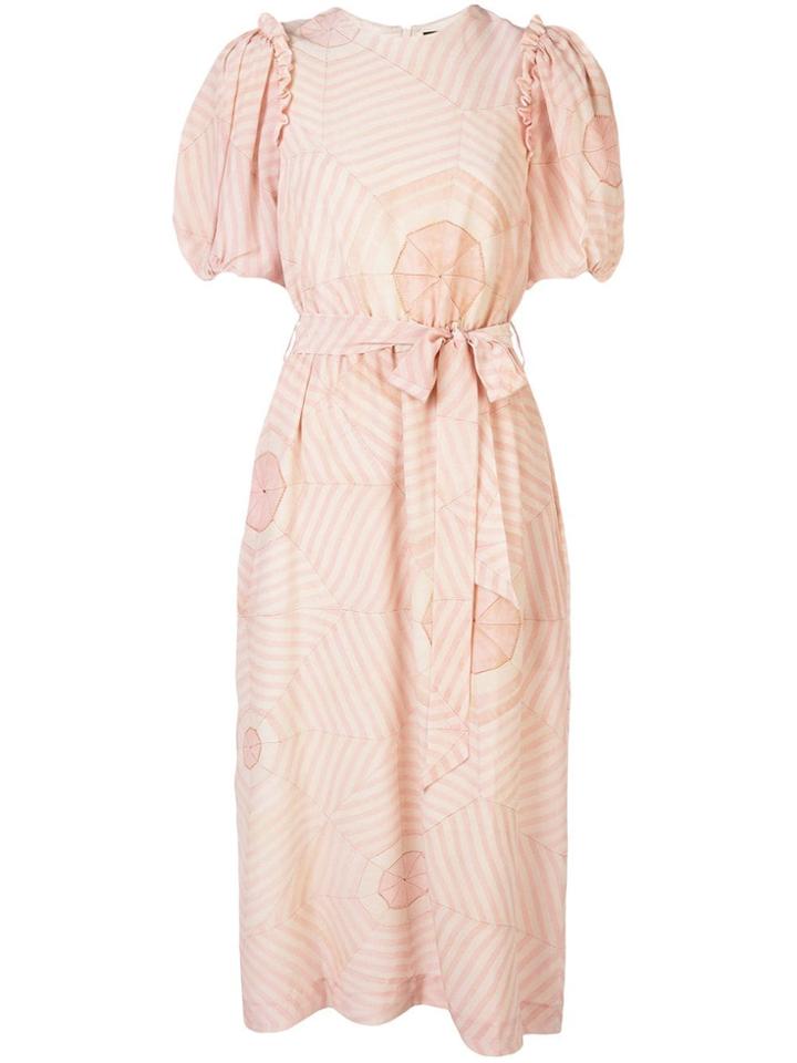 Simone Rocha Tie Waist Bell Sleeve Dress - Pink