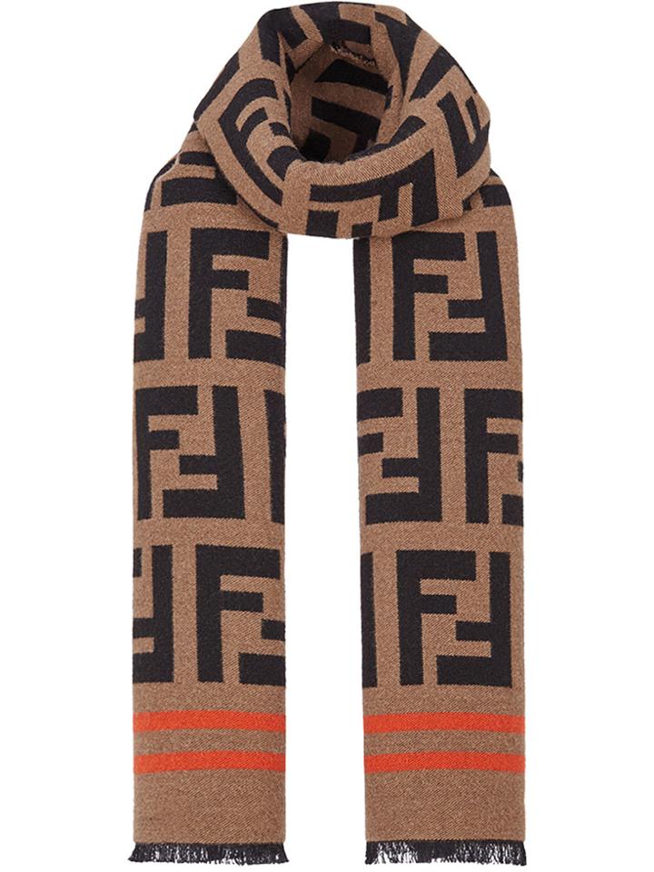 Fendi Ff Jacquard Scarf - Brown