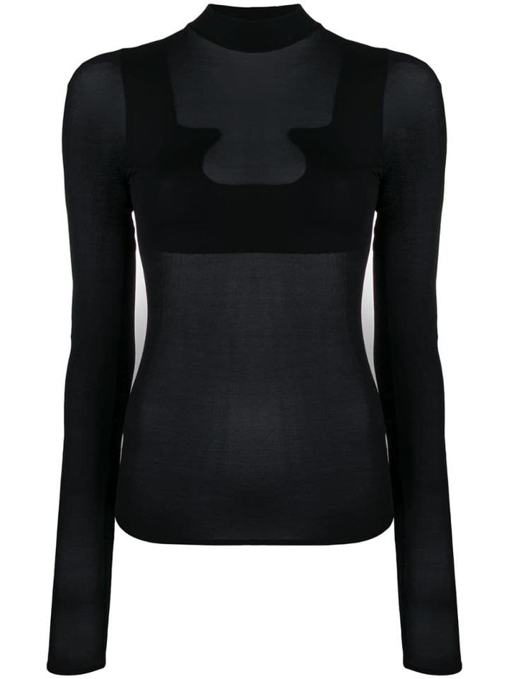 Courrèges Sheer Roll Neck Sweatshirt - Black