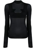 Courrèges Sheer Roll Neck Sweatshirt - Black