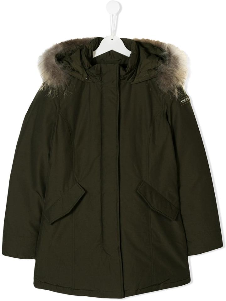 Woolrich Kids Hooded Padded Coat - Green