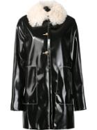 Proenza Schouler Shearling Collar Coat, Women's, Size: 8, Black, Polyester/polyurethane