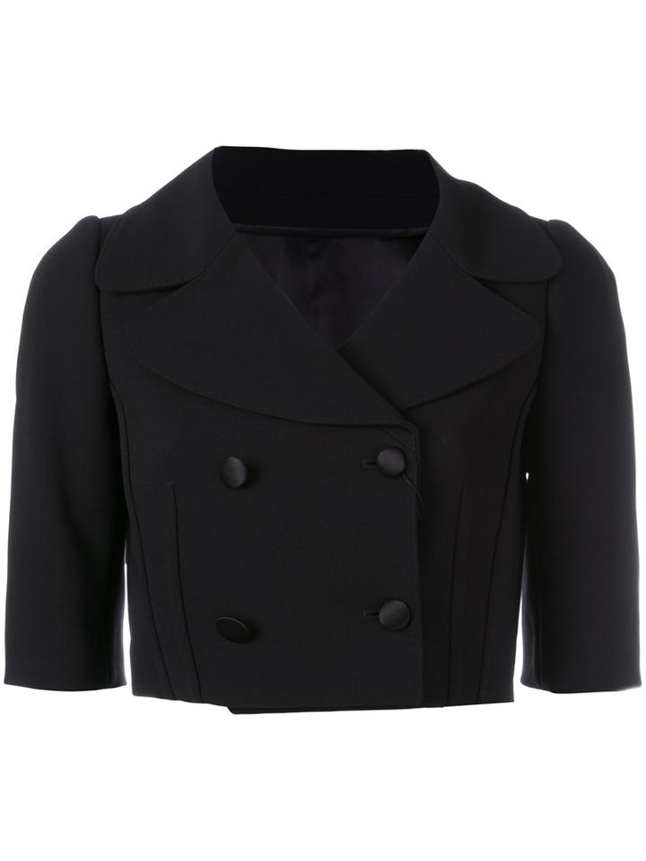Dolce & Gabbana Cropped Jacket, Women's, Size: 42, Black, Virgin Wool/silk/spandex/elastane
