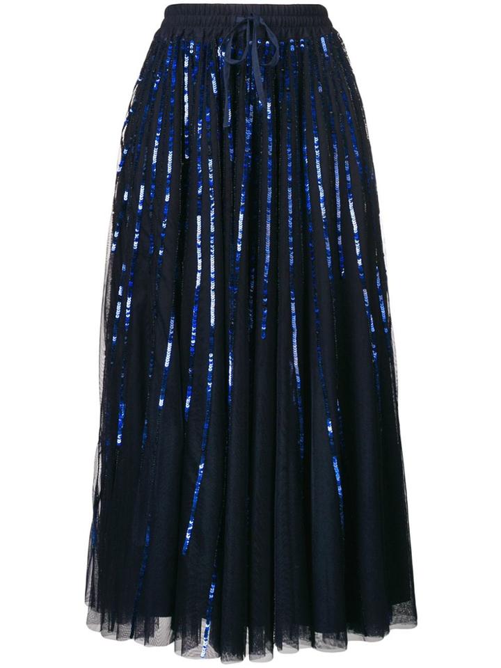 P.a.r.o.s.h. Midi Pleated Sequins Skirt - Blue