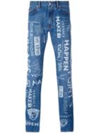Versace Painted Logo Slim Jeans, Men's, Size: 31, Blue, Cotton/polyester