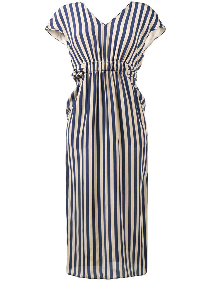 Fendi V-neck Stripe Dress, Women's, Size: 42, Nude/neutrals, Silk