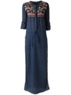 Andrea Bogosian Embroidered Long Dress, Women's, Size: Medium, Blue, Cotton