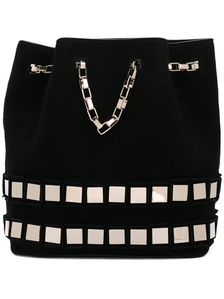 Tomasini - Embellished Bucket Tote - Women - Calf Suede - One Size, Black, Calf Suede