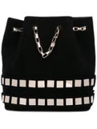 Tomasini - Embellished Bucket Tote - Women - Calf Suede - One Size, Black, Calf Suede