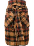 Faith Connexion Plaid Shirt-style Skirt, Women's, Size: Xs, Yellow/orange, Cotton