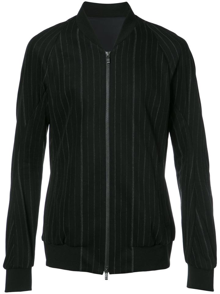 Devoa Zip Up Striped Jacket - Black