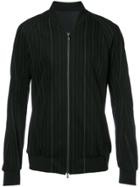 Devoa Zip Up Striped Jacket - Black