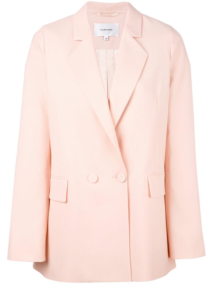 Carven Boxy Blazer, Women's, Size: 38, Pink/purple, Polyester/wool/acetate/viscose